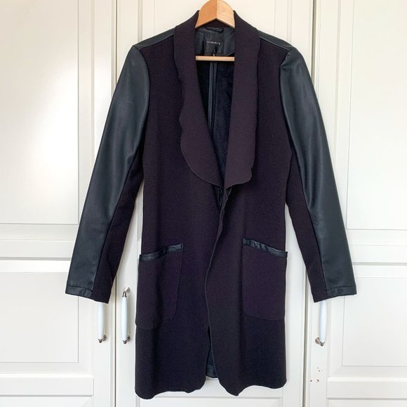 Dynamite Jackets & Blazers - Dynamite Black Faux Leather Sleeve Long Coat
